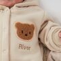 Personalised Cream Fleece Hooded Boucle Teddy Jumpsuit, thumbnail 6 of 6