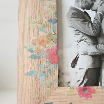 Personalised Oak Photo Frame, Blue, Pink And Apricot, 3 of 7