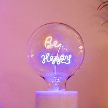 Be Happy Text Light Bulb And Desk Lamp, 3 of 4