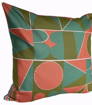 Taking Shape Cushion, Olive Green + Coral, 2 of 5