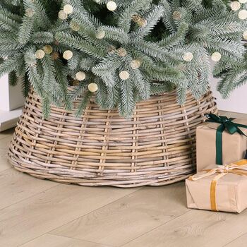 Natural Woven Wicker Tree Skirt Basket, 2 of 4