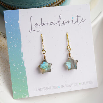 Labradorite Star Threader Earrings, 2 of 8