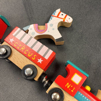 Wooden Circus Train Toy And Personalised Track, 2 of 6
