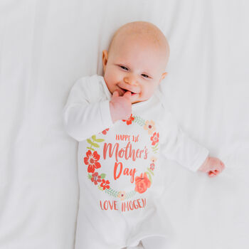 Personalised First Mother's Day Floral Babygrow, 2 of 12