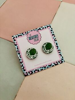Christmas Brussel Sprout Glitter Studs / Sparkly Vegetable Earrings / Novelty Food Jewellery / Secret Santa Gift / Christmas Dinner Earrings, 3 of 5