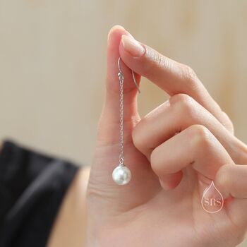Mother Of Pearl Drop Hook Earrings In Sterling Silver, 6 of 11