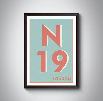 N19 Holloway, Tufnell Park London Postcode Print, 7 of 11