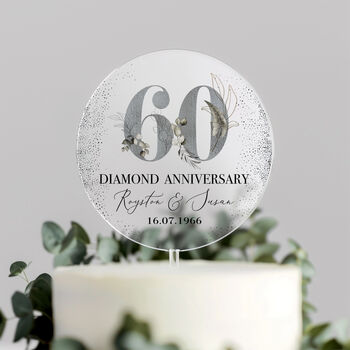 60th Diamond Anniversary Cake Topper, 4 of 5