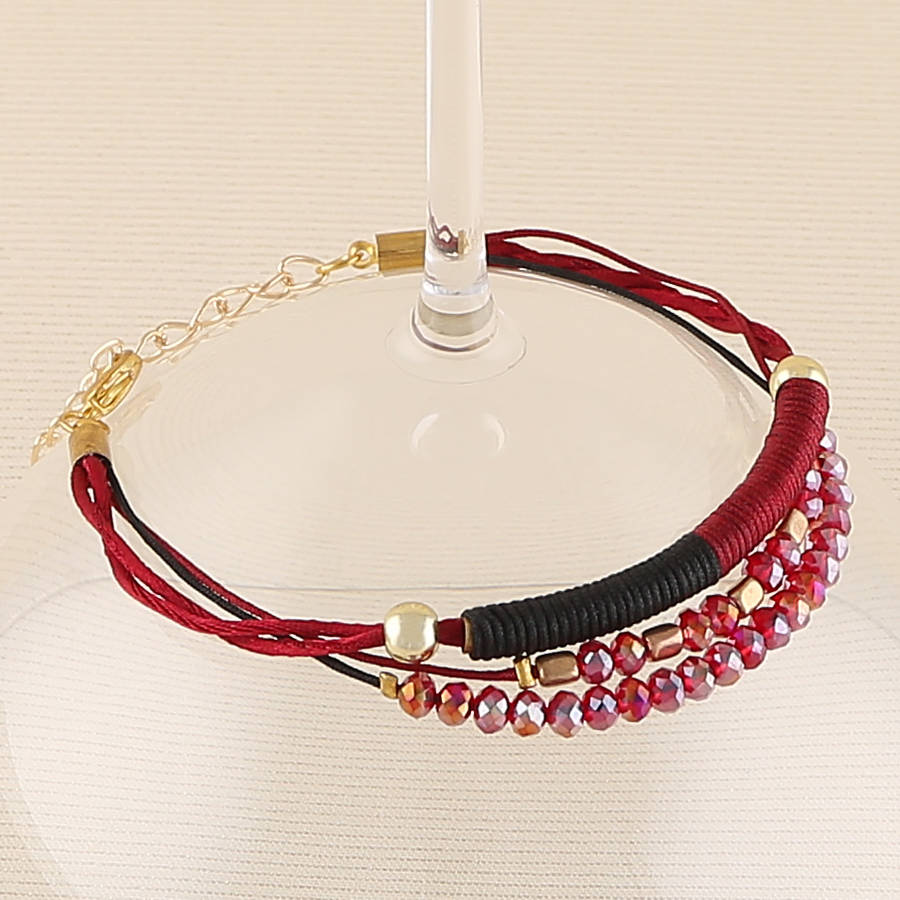 Gold Red Crystal Bracelet By Baronessa