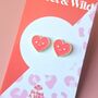 Happy Heart Enamel Studs, thumbnail 1 of 3