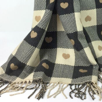 Heart And Tartan Cashmere Blend Winter Scarf, 6 of 8