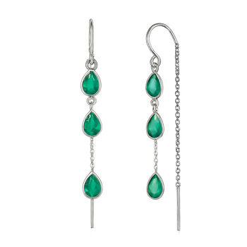 Esmera Green Onyx Sterling Silver Threader Earrings, 3 of 9