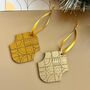 Holiday Decor Wooden Ornament Set Christmas Tree Decor Gold Decor, thumbnail 6 of 9