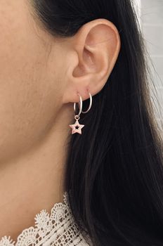 Silver And Rose Gold Vermeil Star Hoop Earrings, 3 of 3
