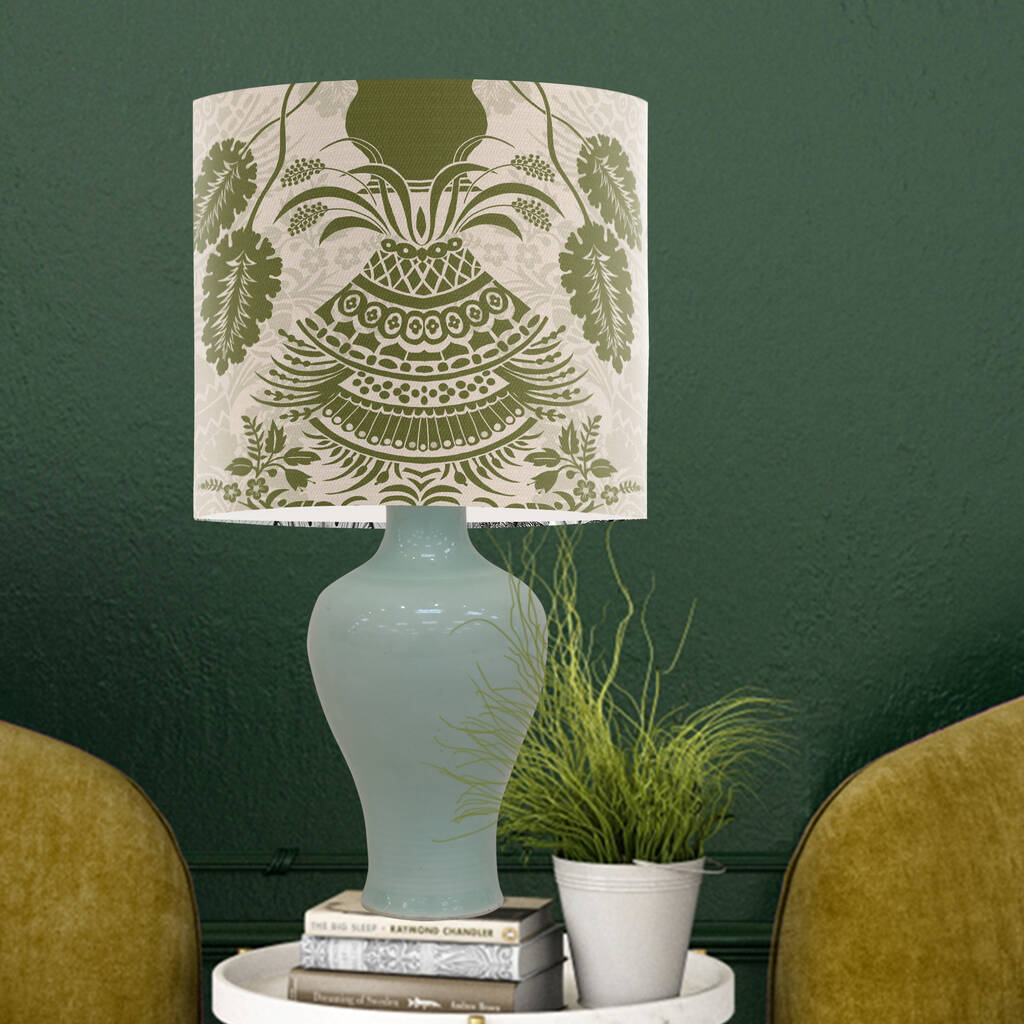 Charlotte Botanical Lamp Shade In Green By FabFunky Home Decor
