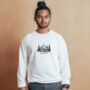 Retro Graphic Black White Unisex Sweatshirt 'Cabin In Woods', thumbnail 1 of 5