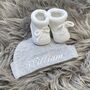 Personalised Embroidered Grey Newborn Baby Hat, thumbnail 9 of 9