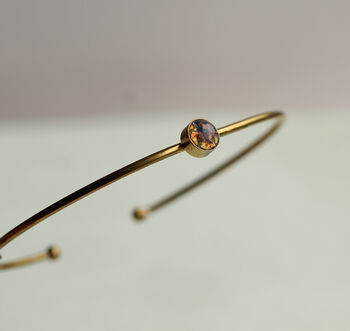 Vintage Brass Opal Bangle Bracelet, 5 of 9