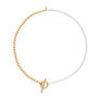 Half Pearl And Half Chain T Bar Necklace, thumbnail 5 of 7