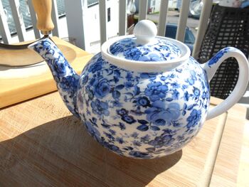 Two Cup Teapot In Ditsy Blue Rose Design, 7 of 7