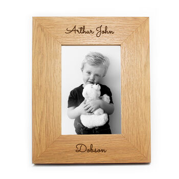 Personalised Any Message 6x4 Portrait Wooden Photo Frame, 2 of 4