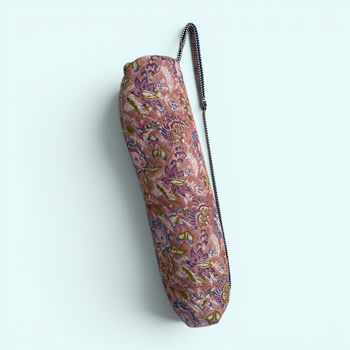 Yoga Mat Bag | Brown, Blue And Lilac Floral Print, 2 of 6