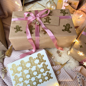 Gingerbread Man Christmas Gift Stickers, 3 of 9