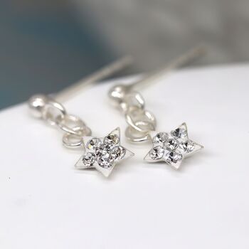 Sterling Silver Twinkling Star Dangle Earrings, 2 of 8