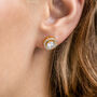 Gold Plated Round Crystal Stud Earrings, thumbnail 2 of 3