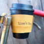 Personalised Reusable Coffee Cup Leather Bike Holder, thumbnail 5 of 9