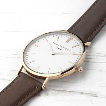 Men's Modern Vintage Personalised Leather Watch, 4 of 12