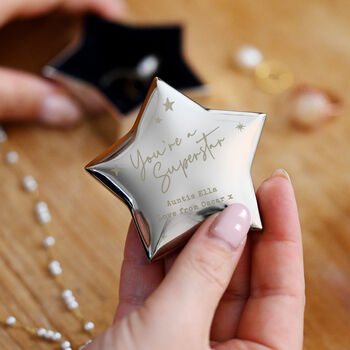 Personalised ‘You’re A Superstar’ Engraved Star Shaped Trinket Box – Thoughtful Gift, 4 of 5