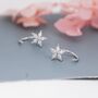 Forget Me Not Flower Cz Huggie Hoop Earrings, thumbnail 1 of 10