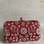 Red Handcrafted Raw Silk Clutch Bag, thumbnail 1 of 10