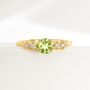 Peridot Five Stone Ring In Sterling Silver And Gold Vermeil, thumbnail 1 of 12