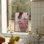 Pink Hydrangea Flowers Illustrated Art Print, thumbnail 3 of 5