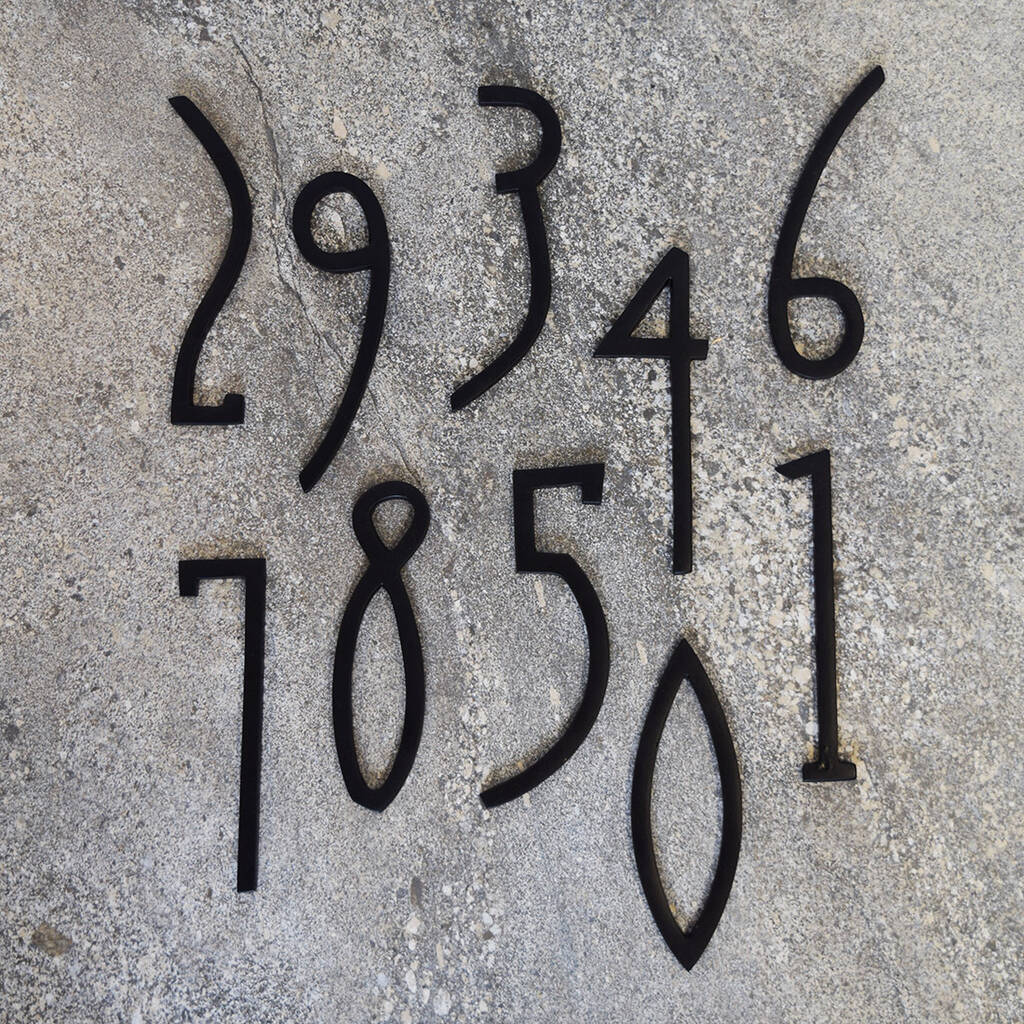 Modern Art Deco House Numbers With Oak Plaque