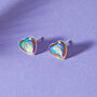 Abalone Shell And Silver Heart Earring Studs, thumbnail 4 of 6