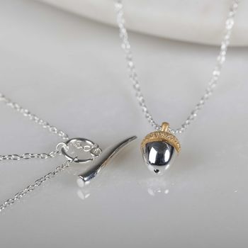 Sterling Silver And 18ct Gold Plate Acorn Necklace, 2 of 4