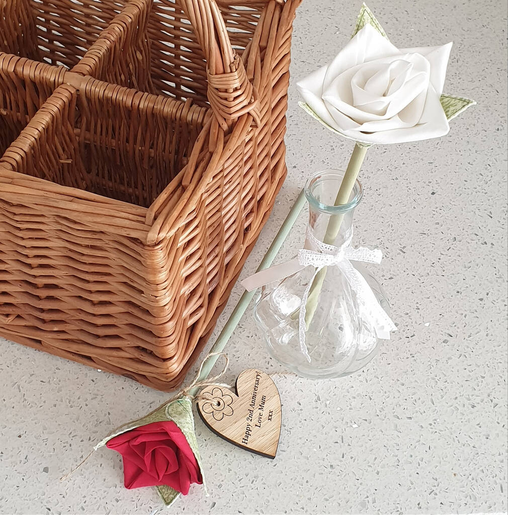 Personalised Handmade Cotton Single Rose With Vase, 1 of 4