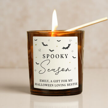Personalised Spooky Amber Glass Candle, 2 of 5
