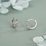 Sterling Silver Two Tone Daisy Huggie Hoop Earrings, thumbnail 6 of 11