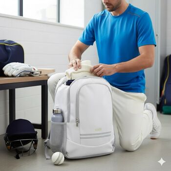 Personalised T20 White Cricket Backpack, 4 of 10