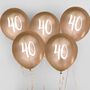 Five Gold 40 Party Balloons, thumbnail 1 of 2