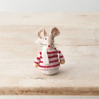 Tiny Felt Mouse In Knitted Jumper, 9 of 9