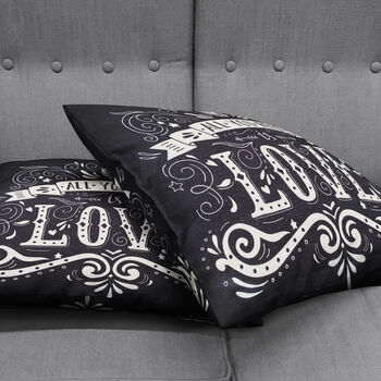 All You Need Is Love Cushion Cover With Black And White, 4 of 7