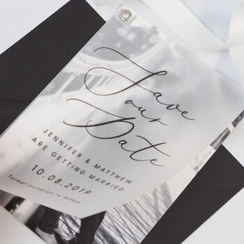 Monochrome Vellum Layered Wedding Save The Date Cards, 2 of 3