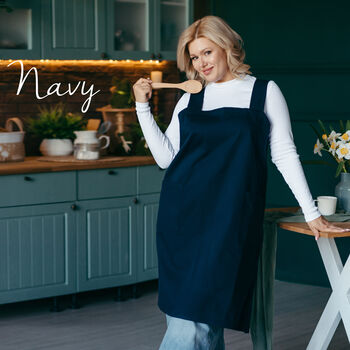 Cotton Crossover Pinafore Apron With Pockets, 8 of 12