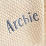 Personalised Luxury Ivory Knitted Blanket, Booties And Monkey Gift Box, thumbnail 7 of 12