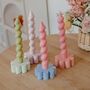 Flower Candle Holder And Twist Spiral Pillar Candle Set, thumbnail 1 of 3